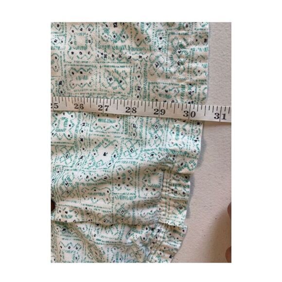 L.L. Bean Printed Aqua Blue White Short Sleeve Button Up Shirt Size Large 100% C - Picture 6 of 7